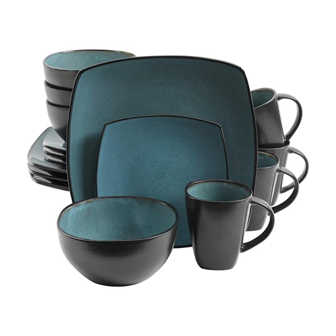 Dinnerware Set Teal/Black